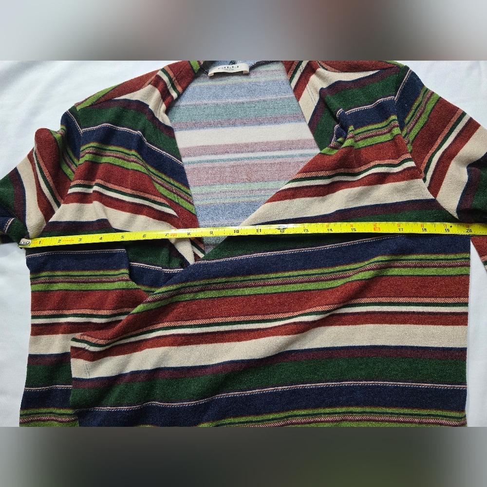 Gilli Striped Elbow Patch Open Drape Cardigan size M/L - Picture 6 of 7